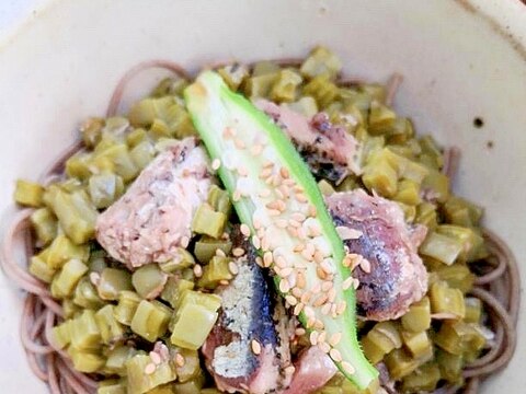 うちわサボテン・ノパル鰯ぶっかけ蕎麦